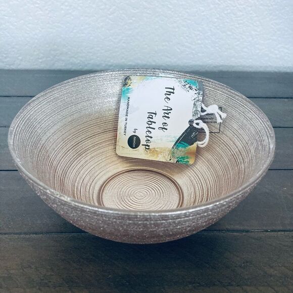 Pink Sparkling Handmade Silver Turkish Glass Decor Bowl - Picture 2 of 6